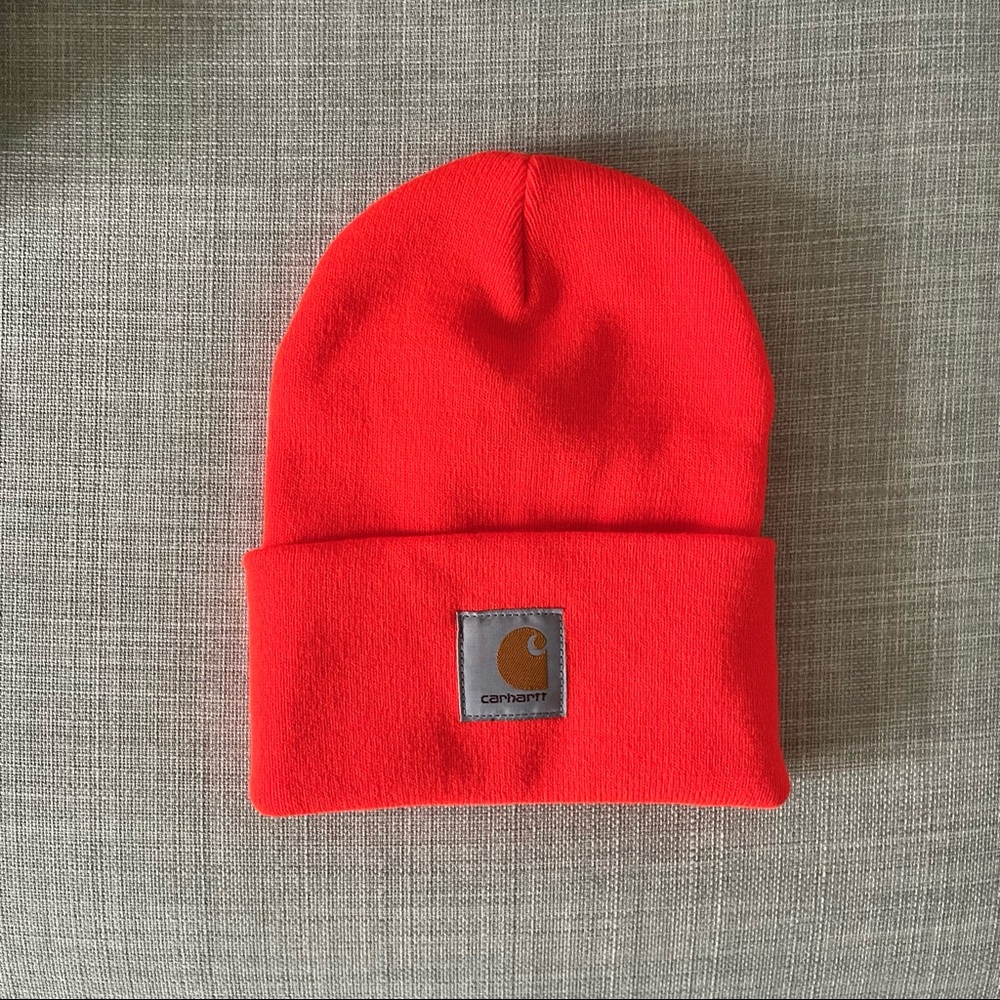 NWOT Carhartt neon orange beanie hat